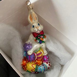Radko Egg Hop Easter Bunny Rabbit Ornament